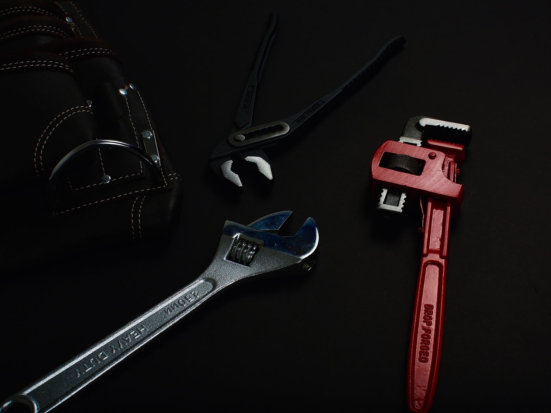 Plumbing tools laid out